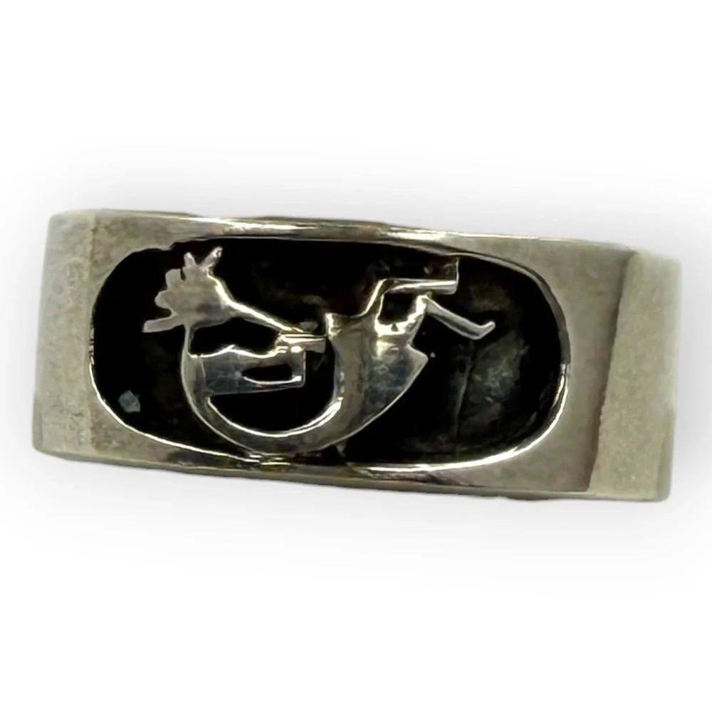 Vintage Kokopelli Band Ring Sterling Silver Size 10 Southwestern Motif